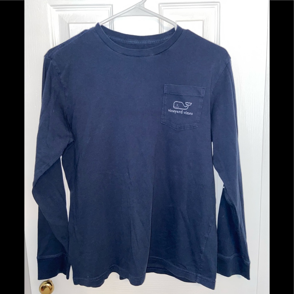 Kids Vineyard Vines Navy Logo Long Sleeve